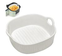 LUPATDY Plats à Four en Céramique 650 ml, 17,8 cm Plats de Carrés Cuisson avec Poignées, viande, Légumes, pour Friteuse à Air Chaud, Four, Micro-ondes (Blanc)