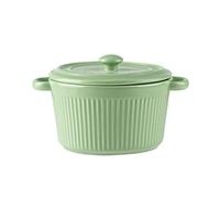 LUPATDY Ramequin Four Ronds en Céramique avec Couvercle 250 ml, Mini Cocottes en Céramique avec Poignées pour Brûlée, Viande, Légumes, pour Friteuse à air, Lave-vaisselle, Vert