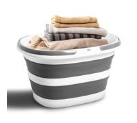 LUPATDY Seau Pliable de 16L avec Poignées, Portable Seau de Nettoyage en Silicone, Bassine Pliable pour Le Nettoyage, Le Rangement, Idéal pour Le Camping, la Maison et Les Déplacements, Gris