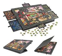 LUPATDY Table de Puzzle Inclinable, Plateau de Puzzle pour des Puzzles Jusqu'à 1000 Pièces, Plateau de Puzzles Portable avec 6 Tiroirs en Feutre avec Support et Couvercle 2-en-1 (Noir)