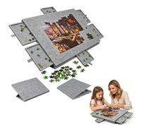 LUPATDY Table de Puzzle Inclinable, Plateau de Puzzle pour des Puzzles Jusqu'à 1000 Pièces, Plateau de Puzzles Portable avec 6 Tiroirs en Feutre avec Support et Couvercle 2-en-1 (Anthracite)