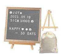 LUPATDY Tableau à lettres en feutre double face 25 x 25 cm - Tableau à lettres à coller avec lettres, symboles et emojis - Tableau en bois pour décoration de la maison et cadeau - Gris