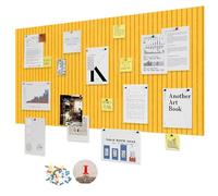 LUPATDY Tableau d'affichage, 60 x 40 cm, en feutre, autocollant, tableau mémo, décoration murale, tableau de vision, 0,9 cm d'épaisseur, pliable, avec épingles - Jaune orange