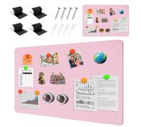 LUPATDY Tableau Magnétique Mural, 43 x 30cm Plaque Aimantee pour Magnets, Metal Tableau D'affichage Magnétique Pour Cuisine, Bureau, Réfrigérateur - Rose