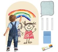 LUPATDY Tableau Magnétique Murale Autocollant, 80 x 100 cm Arqué Montessori Panneau d'Ardoise pour Enfants, avec Crayons de Craie, Tableau Magnetique pour Chambre d'Enfant, École (Blanc Ivoire)
