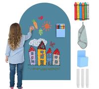 LUPATDY Tableau Magnétique Murale Autocollant, 80 x 100 cm Arqué Montessori Panneau d'Ardoise pour Enfants, avec Crayons de Craie, Tableau Magnetique pour Chambre d'Enfant, École (Turquoise)