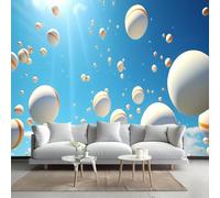 LUPAXA Ballon Blanc Papier Peint Non-Auto-adhésif 230x180cm,Ciel Bleu Ensoleillé Papier Peint,Meuble Decoratif Salon Salle de Bain Chambre Armoire