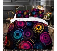 LUPAXA Cercles Colorés Housse De Couette Enfant Adulte 200 * 200Cm Géométrie Rétro Bohème Parure De Microfibre, 3 Pièces Douce Ensemble De Literie avec Fermeture Éclair Et 2 Taies D'Oreillers