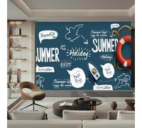 LUPAXA Dessin Au Tableau Noir Bleu Foncé Papier Peint Non-Auto-adhésif 130x80cm,Motif Abstrait 3D Papier Peint,Meuble Decoratif Salon Salle de Bain Chambre Armoire