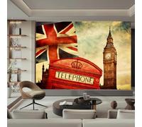 LUPAXA Drapeau D'Immeuble Vintage Papier Peint Non-Auto-adhésif 230x180cm,Abstrait Simple Papier Peint,Meuble Decoratif Salon Salle de Bain Chambre Armoire