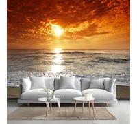 LUPAXA Océan Ensoleillé Papier Peint 150x130cm,Coucher De Soleil Et Lueur Du Couchant Décoratif,pour studios bureaux magasins salles de sport restaurants Plan de travail