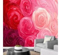 LUPAXA Panoramique 3D Murale Dégradé Abstrait Rouge Et Rose,400x280cm Belles Fleurs Decoration murale pour la chambre