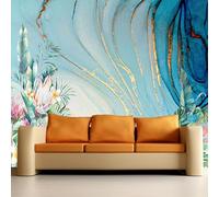 LUPAXA Papier peint 3d Aquarelle Bleue Moderne,366x254cm Fleurs De Plantes Tropicales Photo Mural pour chambre à coucher salon