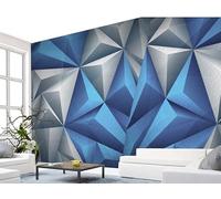 LUPAXA Papier Peint 3D Géométrie 3D Gris-Bleu,366x254cm Épissure Triangulaire Moderne Photo Mural pour chambre à coucher, salon, canapé, arrière-plan TV