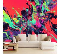 LUPAXA Papier Peint 3D Rouge Et Noir Des Années 70/80,200x150cm Psychédélique Abstrait Photo Mural pour chambre à coucher, salon, canapé, arrière-plan TV