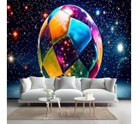 LUPAXA Papier Peint Ballon De Football Coloré 200x150cm,Ciel Bleu Étoilé Photo Mural pour chambre à coucher salon canapé arrière-plan TV