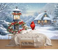 LUPAXA Papier Peint Scène Hivernale Enneigée 400x280cm,Scène De Noël Photo Mural pour chambre à coucher salon canapé arrière-plan TV