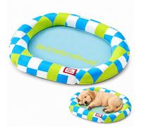 LUPEMCON Tapis Rafraîchissant pour Chien Ultra Résistant, Lit pour Chien Incassable, Tapis Fraîcheur Imperméable et Anti-Griffures, Coussin Orthopédique pour Grand et Petit Chien(Blue,Small)