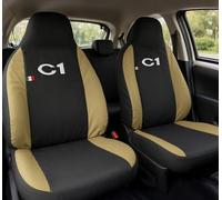Lupex - Housses de Siège Auto Compatibles pour C1, Noir Beige, Made in Italy, Set pour Sièges Avant et Arrière, Tissu Polyester, Intérieur Auto