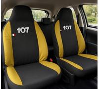 Lupex - Housses de Siège Compatibles pour 107, Noir Jaune, Made in Italy, Set pour Sièges Avant et Arrière, Tissu Polyester, Accessoires Intérieurs
