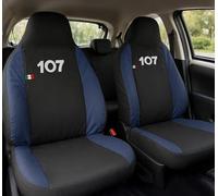 Lupex - Housses pour Siège Auto Compatibles avec 107, Noir Bleu Foncé, Made in Italy, Set pour Sièges Avant et Arrière, Tissu Polyester, Intérieures