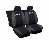 Lupex Shop 17239-01 Housses de siège Deux-colorés pour Fiat 600 - Noir Gris foncè