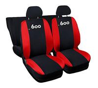 Lupex Shop 17239-01 Housses de siège Deux-colorés pour Fiat 600 - Noir Rouge