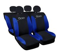 Lupex Shop 500_N.Br All Housses de siège Auto compatibles 500 | Noir Bleu Royal | Ensemble de Housses de siège Avant et arrière | Logo brodé | Airbag Compatible | Accessoires Auto Intérieur