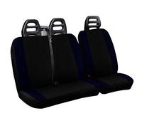Lupex Shop Camionnette C.a N. BS Housses de siège pour Fourgon 3 Places, Coton, Bicolore Noir/Bleu foncé, Ceinture Haute