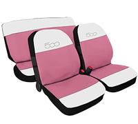 Lupex Shop Housses de siège Auto compatibles avec 500 XVIe siècle, Blanc Rose Central, fabriqué en Italie, Tissu Polyester, Ensemble de sièges Avant et arrière Complet