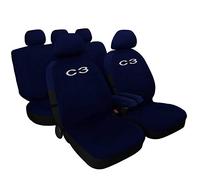 Lupex Shop Housses de siège Auto compatibles avec Le C3, Made in Italy, Tissu Polyester, Jeu Complet de sièges Avant et arrière (Bleu Foncé)
