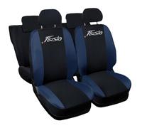 Lupex Shop Housses de siège Auto compatibles avec Le Fiesta, Made in Italy, Tissu Polyester, Jeu Complet de sièges Avant et arrière (Noir - Bleu Foncé)