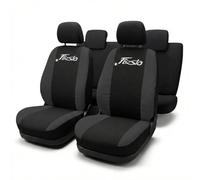 Lupex Shop Housses de siège Auto compatibles avec Le Fiesta, Made in Italy, Tissu Polyester, Jeu Complet de sièges Avant et arrière (Noir - Gris Foncé)