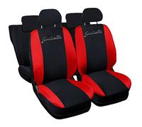 Lupex Shop Housses de siège Auto compatibles avec Le Giulietta, Made in Italy, Tissu Polyester, Jeu Complet de sièges Avant et arrière (Noir - Rouge)