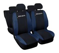 Lupex Shop Housses de siège Auto compatibles avec Le Ibiza, Made in Italy, Tissu Polyester, Jeu Complet de sièges Avant et arrière (Noir - Bleu Foncé)