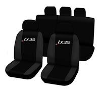 Lupex Shop Housses de siège Auto compatibles avec Le ix35, Made in Italy, Tissu Polyester, Jeu Complet de sièges Avant et arrière (Noir - Gris Foncé)