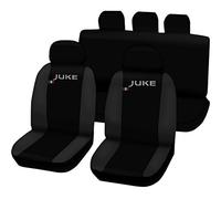 Lupex Shop Housses de siège Auto compatibles avec Le Juke, Made in Italy, Tissu Polyester, Jeu Complet de sièges Avant et arrière (Noir - Gris Foncé)