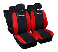 Lupex Shop Housses de siège Auto compatibles avec Le Kadjar, Made in Italy, Tissu Polyester, Jeu Complet de sièges Avant et arrière (Noir - Rouge)