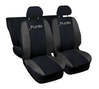 Lupex Shop Housses de siège Auto compatibles avec Le Punto, Made in Italy, Tissu Polyester, Jeu Complet de sièges Avant et arrière (Noir - Gris Foncé)