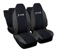 Lupex Shop Housses de siège Auto compatibles avec Zoe, fabriquées en Italie, Tissu Polyester, Ensemble Complet de sièges Avant et arrière, Noir et Gris foncé