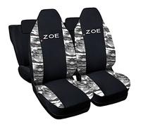Lupex Shop Housses de siège Auto compatibles avec Zoe, Made in Italy, Tissu Polyester, Ensemble Complet Avant et arrière (Noir - Camouflage Gris)