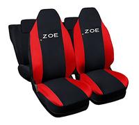 Lupex Shop Housses de siège Auto compatibles avec Zoe, Made in Italy, Tissu Polyester, Ensemble Complet Avant et arrière (Noir - Rouge)