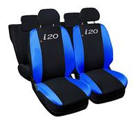 Lupex Shop i20-Hybrid_N.Br Housses de sièges Auto compatibles i20 Hybrid Noir Bleu Royal | Ensemble Couvre-siège Avant et arrière | Logo brodé | Airbag Compatible | Accessoires Auto Intérieur