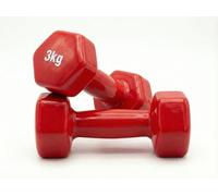 Lupex Shop - Paire de haltères hexagonaux en fonte revêtus de vinyle rouge - Poids de remise en forme de 1,5 à 10 kg - Antidérapant et anti-rouleau - Gym Home & Entraînement force (2x 3)