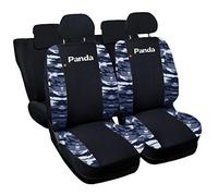 Lupex Shop Panda.013b.Mb1 Housses de siège deux-colorés Nouvelle Panda -avec banquette arrière fractionnable 1/3 - noir camouflage bleu