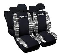 Lupex Shop Panda.013b.Mc1 Housses de siège deux-colorés Nouvelle Panda -avec banquette arrière fractionnable 50/50 - noir camouflage clair
