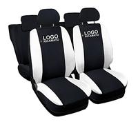 Lupex Shop Reneg_N.Bi Housses de sièges Auto compatibles Noir Blanc | Set Couvre-siège Avant et arrière | Logo brodé | Airbag Compatible | Accessoires Auto Intérieur
