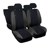 Lupex Shop Reneg_N.GS Housses de sièges Auto compatibles Noir Gris foncé | Set Couvre-siège Avant et arrière | Logo brodé | Airbag Compatible | Accessoires Auto Intérieur