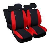 Lupex Shop Reneg_N.R Housses - sièges Auto compatibles Noir Rouge | Set Couvre-siège Avant et arrière | Logo brodé | Airbag Compatible | Accessoires Auto Intérieur
