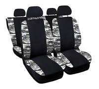 Lupex Shop Zip_N.Mch Housses de siège universelles fabriquées en Italie, Bicolore Noir/Camouflage Clair